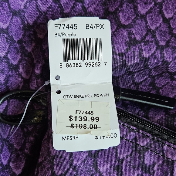 NWT Coach Large Purple Snake Print Weekend Tote Bag with small makeup bag - Picture 5 of 6